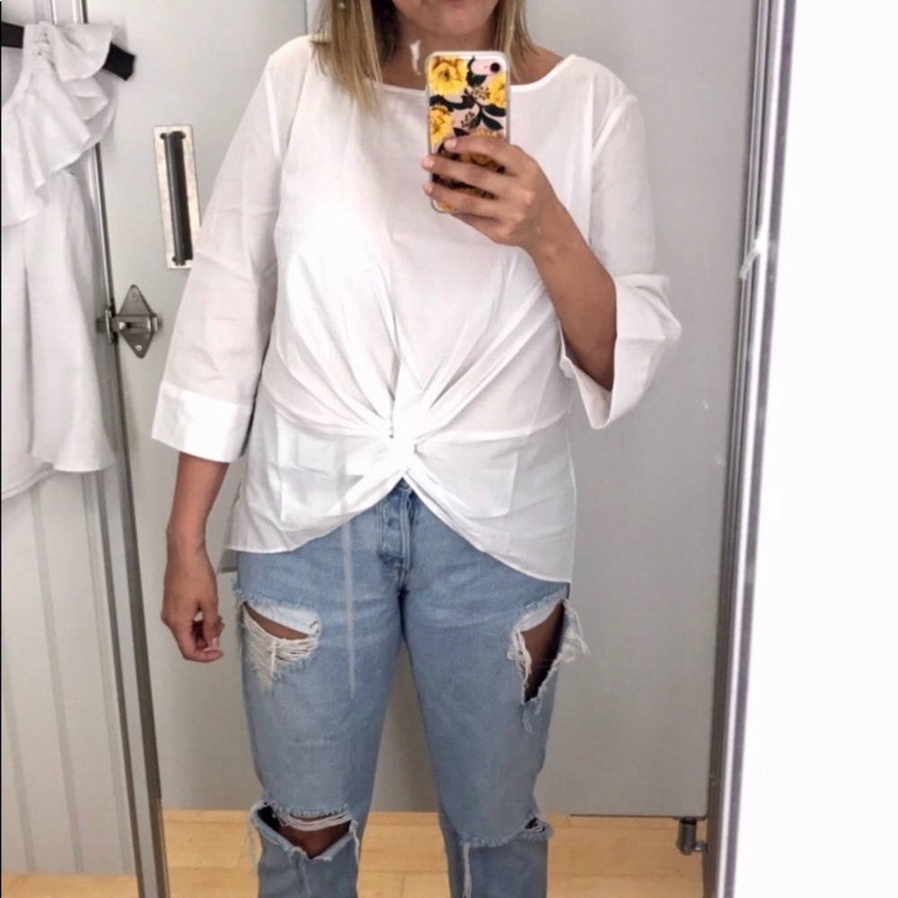 *SOLD* 
Knot front white blouse